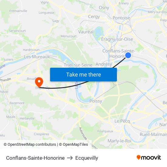 Conflans-Sainte-Honorine to Ecquevilly map