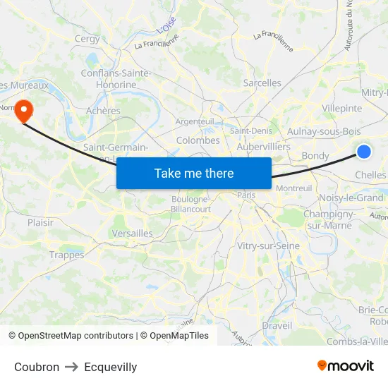 Coubron to Ecquevilly map