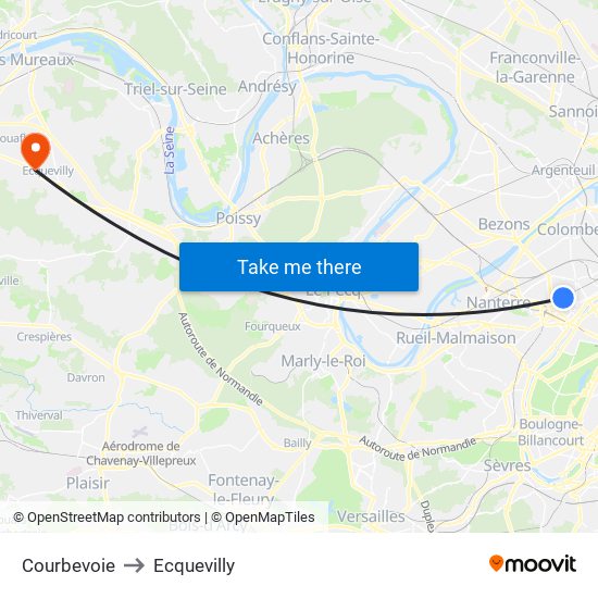 Courbevoie to Ecquevilly map