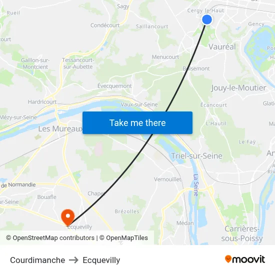 Courdimanche to Ecquevilly map