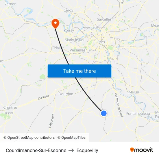Courdimanche-Sur-Essonne to Ecquevilly map