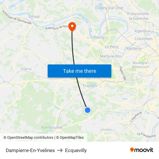 Dampierre-En-Yvelines to Ecquevilly map