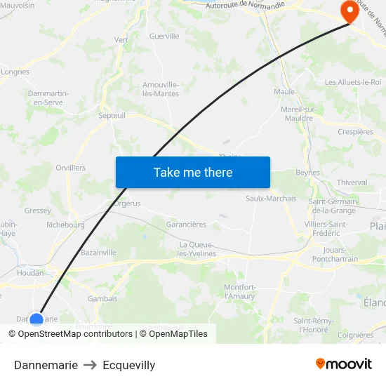 Dannemarie to Ecquevilly map