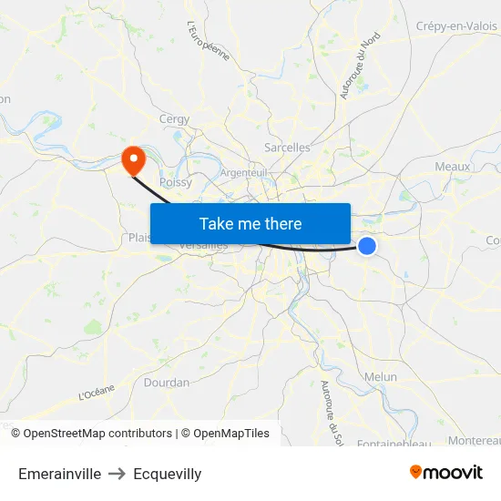 Emerainville to Ecquevilly map