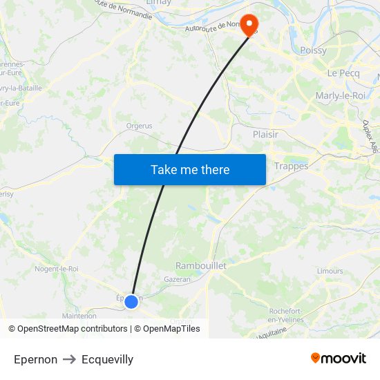 Epernon to Ecquevilly map