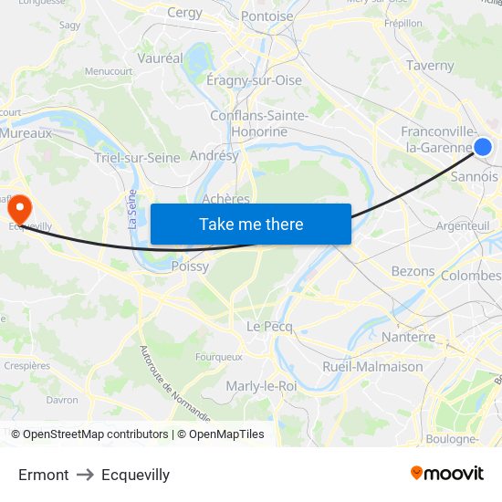 Ermont to Ecquevilly map