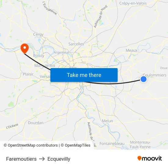 Faremoutiers to Ecquevilly map