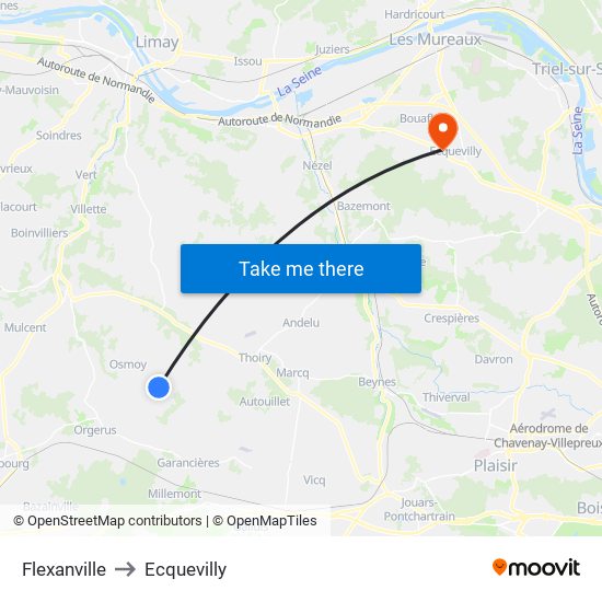 Flexanville to Ecquevilly map
