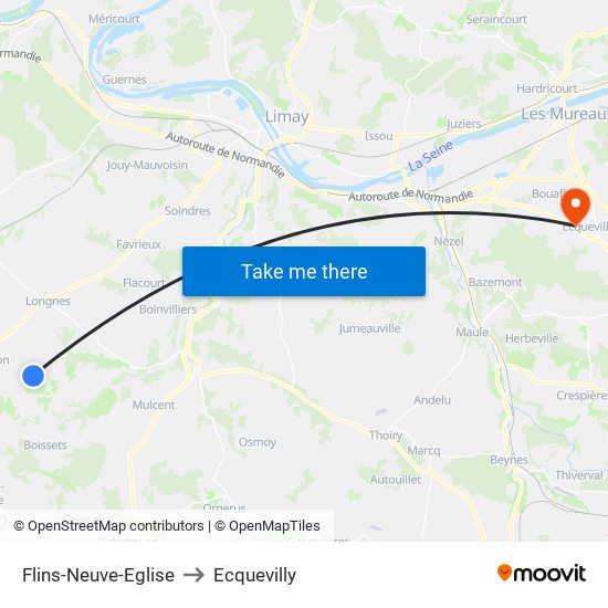 Flins-Neuve-Eglise to Ecquevilly map