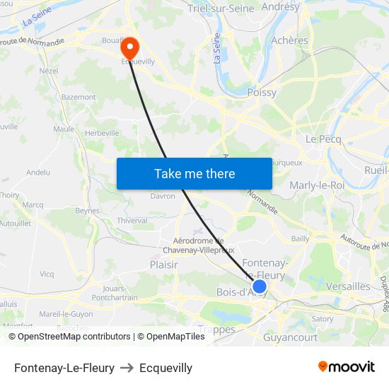Fontenay-Le-Fleury to Ecquevilly map