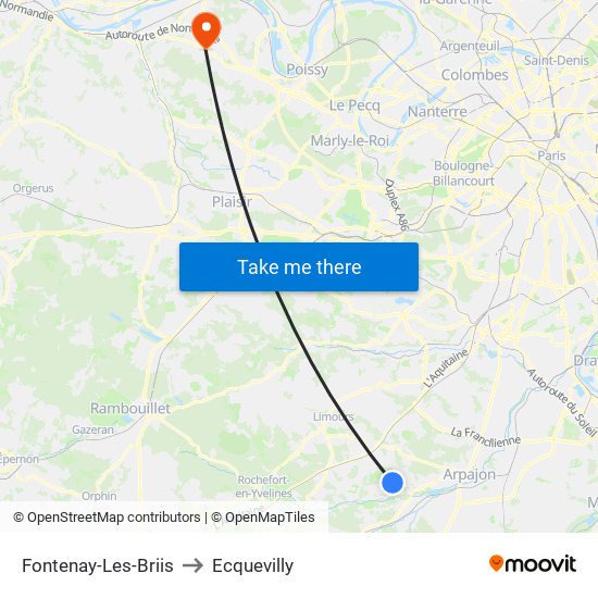 Fontenay-Les-Briis to Ecquevilly map