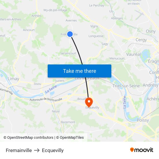 Fremainville to Ecquevilly map