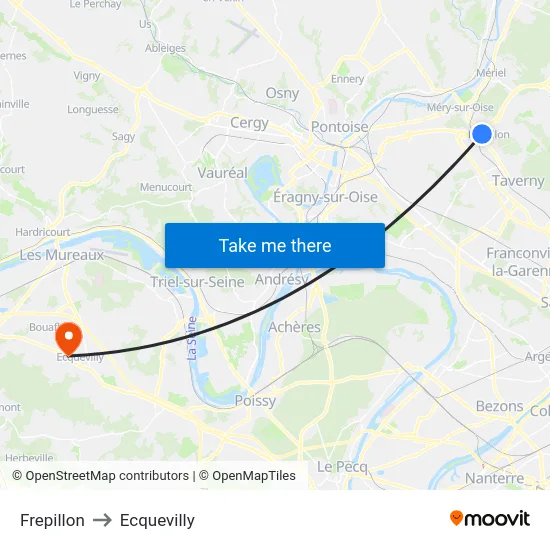 Frepillon to Ecquevilly map