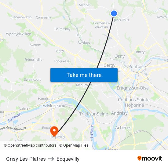 Grisy-Les-Platres to Ecquevilly map
