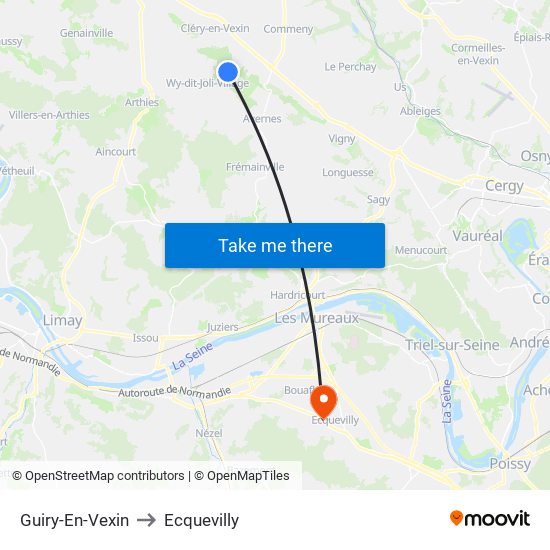 Guiry-En-Vexin to Ecquevilly map