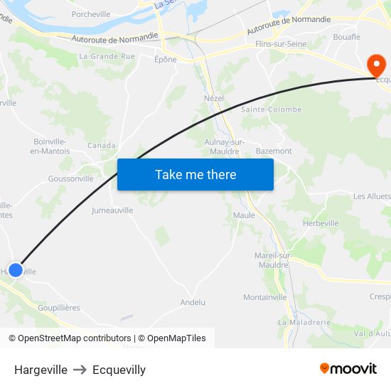 Hargeville to Ecquevilly map