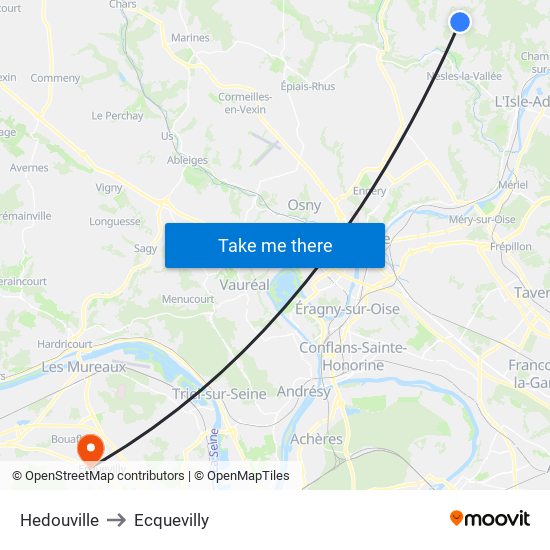 Hedouville to Ecquevilly map