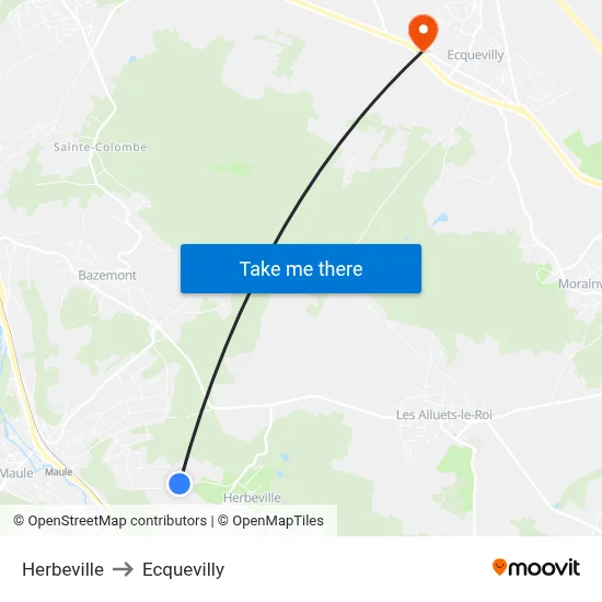 Herbeville to Ecquevilly map