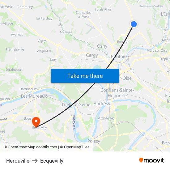 Herouville to Ecquevilly map