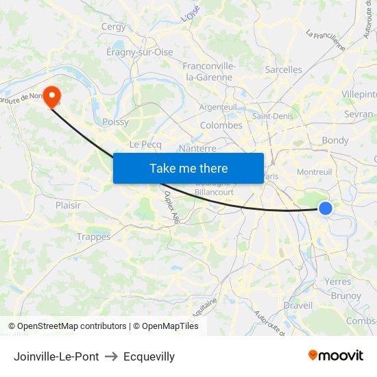 Joinville-Le-Pont to Ecquevilly map