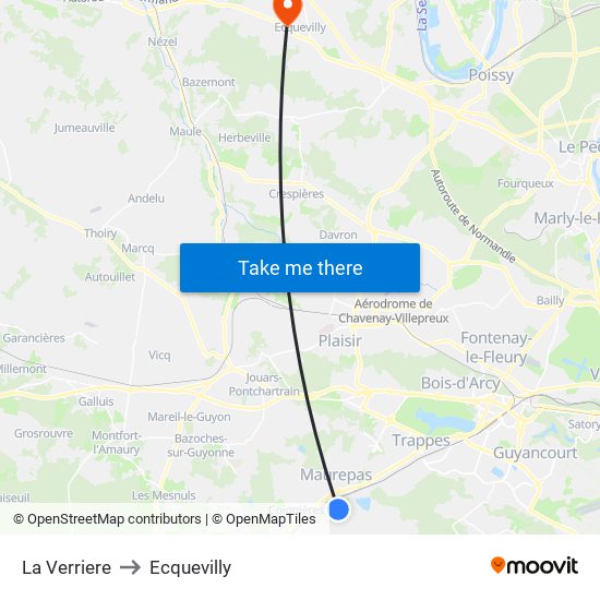 La Verriere to Ecquevilly map