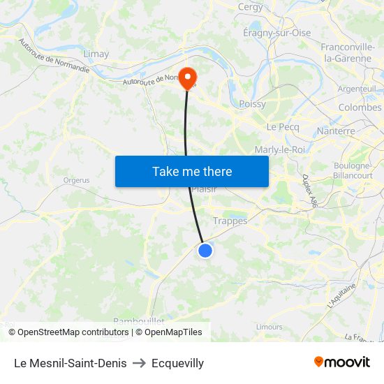 Le Mesnil-Saint-Denis to Ecquevilly map