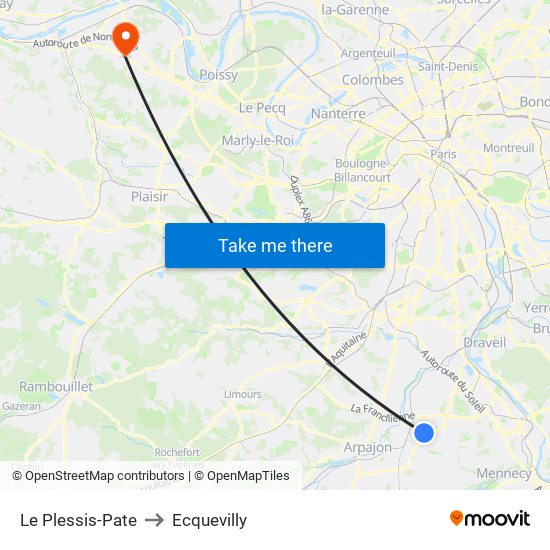 Le Plessis-Pate to Ecquevilly map