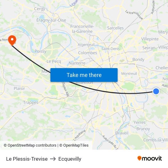 Le Plessis-Trevise to Ecquevilly map