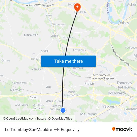Le Tremblay-Sur-Mauldre to Ecquevilly map