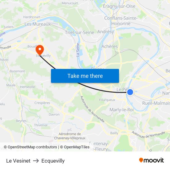 Le Vesinet to Ecquevilly map
