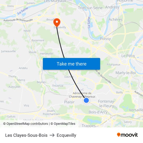 Les Clayes-Sous-Bois to Ecquevilly map