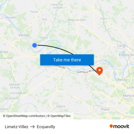 Limetz-Villez to Ecquevilly map