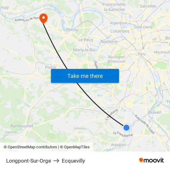 Longpont-Sur-Orge to Ecquevilly map