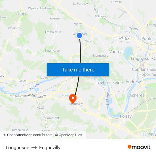 Longuesse to Ecquevilly map