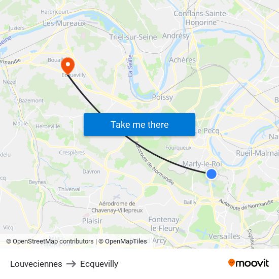Louveciennes to Ecquevilly map