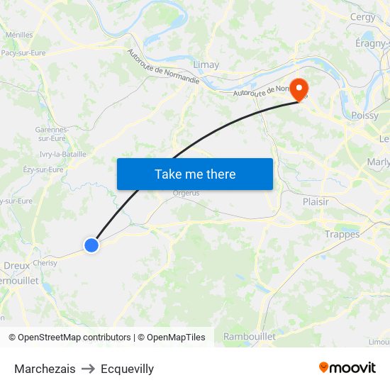 Marchezais to Ecquevilly map