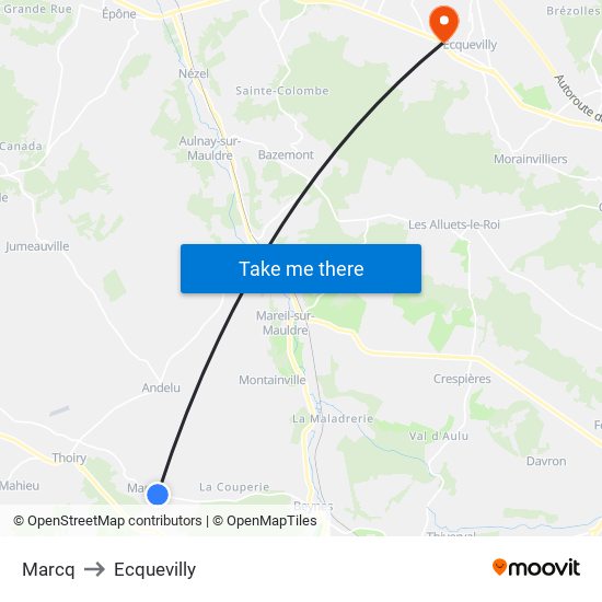 Marcq to Ecquevilly map