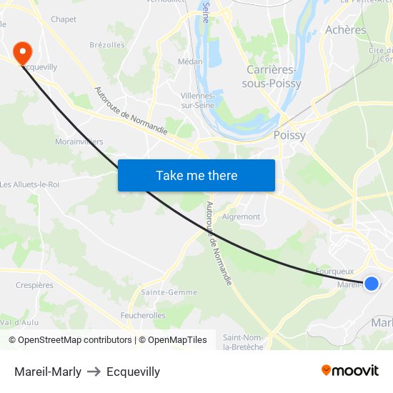 Mareil-Marly to Ecquevilly map