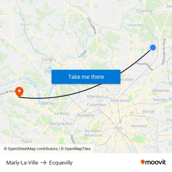 Marly-La-Ville to Ecquevilly map