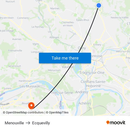 Menouville to Ecquevilly map