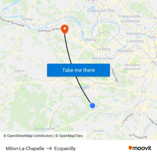 Milon-La-Chapelle to Ecquevilly map