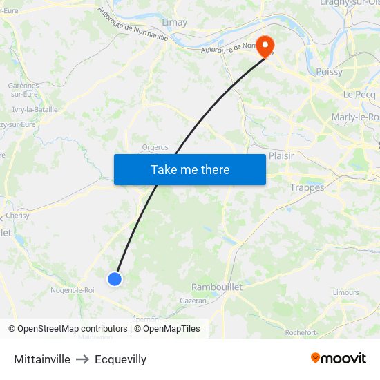 Mittainville to Ecquevilly map