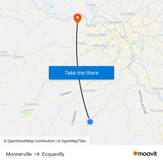 Monnerville to Ecquevilly map