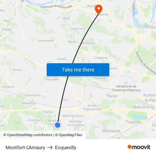 Montfort-L'Amaury to Ecquevilly map