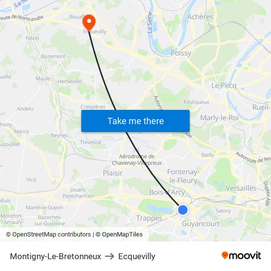Montigny-Le-Bretonneux to Ecquevilly map