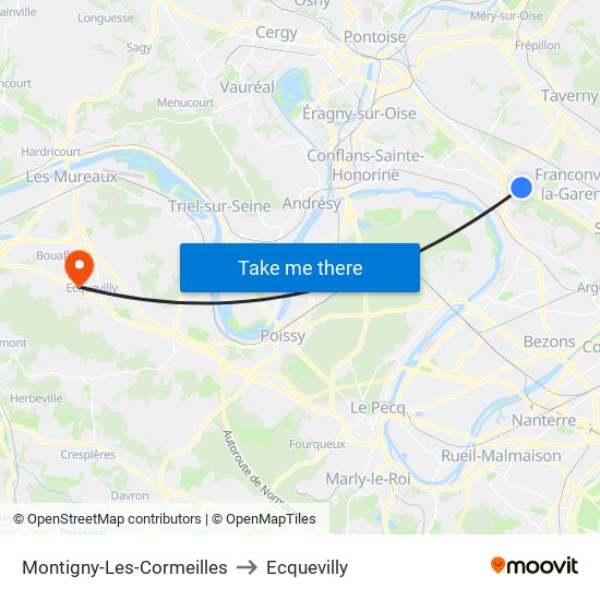 Montigny-Les-Cormeilles to Ecquevilly map
