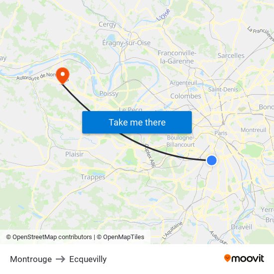 Montrouge to Ecquevilly map