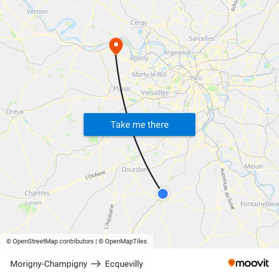 Morigny-Champigny to Ecquevilly map