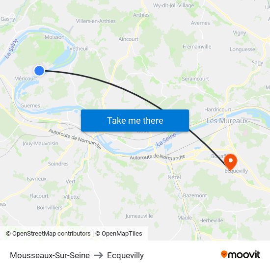 Mousseaux-Sur-Seine to Ecquevilly map