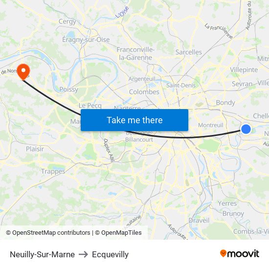 Neuilly-Sur-Marne to Ecquevilly map